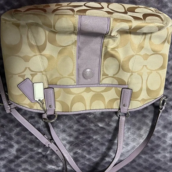Coach Beige and Lavender Shoulder Bag - Picture 1 of 3